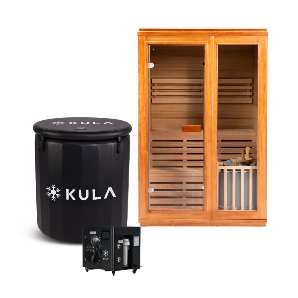 Inflatable_The Barrel Plunge Pro Ice Bath_Black_1.5 HP Super Chiller_Traditional Wooden Sauna