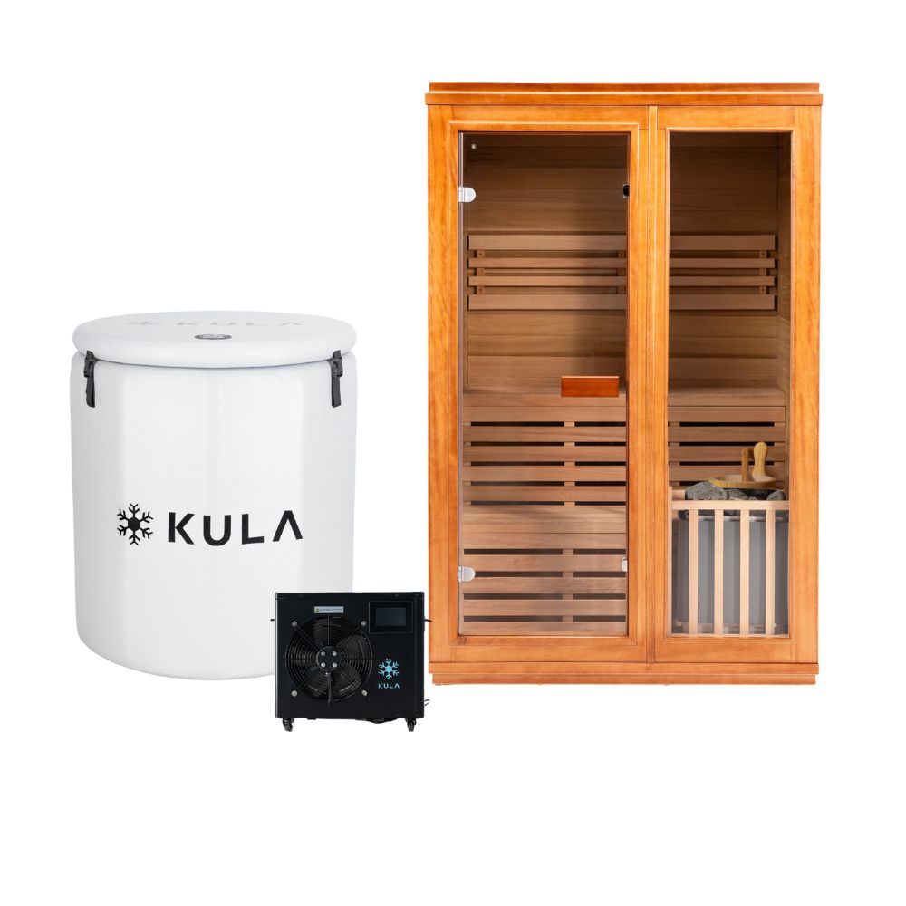 Inflatable_The Barrel Plunge Pro Ice Bath_White_1.5 HP Super Chiller_Traditional Wooden Sauna