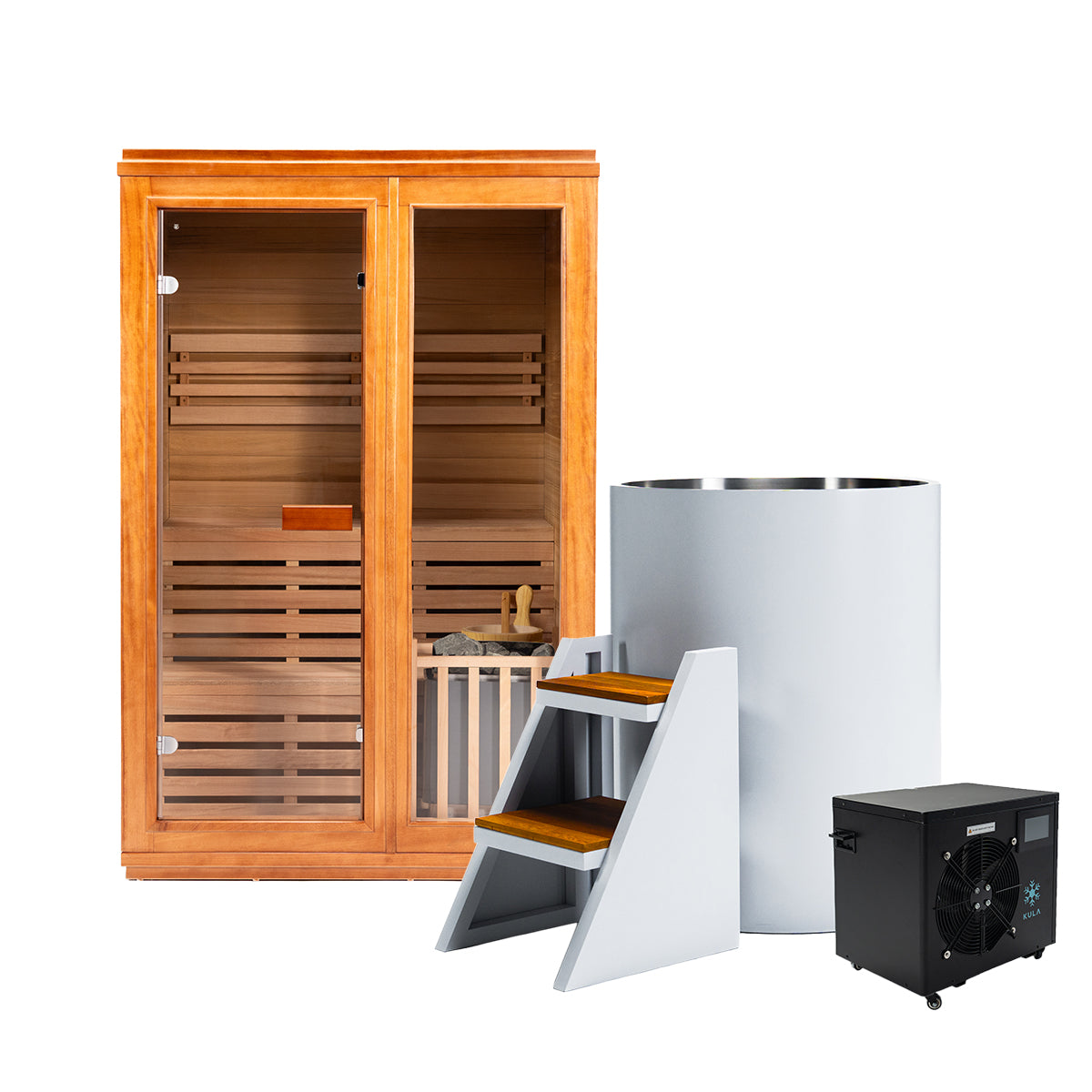 Premium_Magnum with Chiller_White_Traditional Wooden Sauna