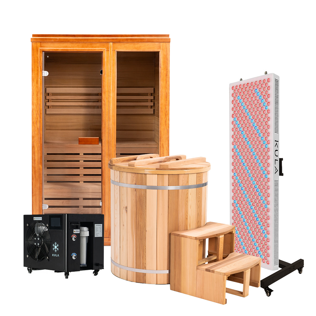 Premium_Shogun Barrel with Chiller_Traditional Wooden Sauna_Red Light Panel