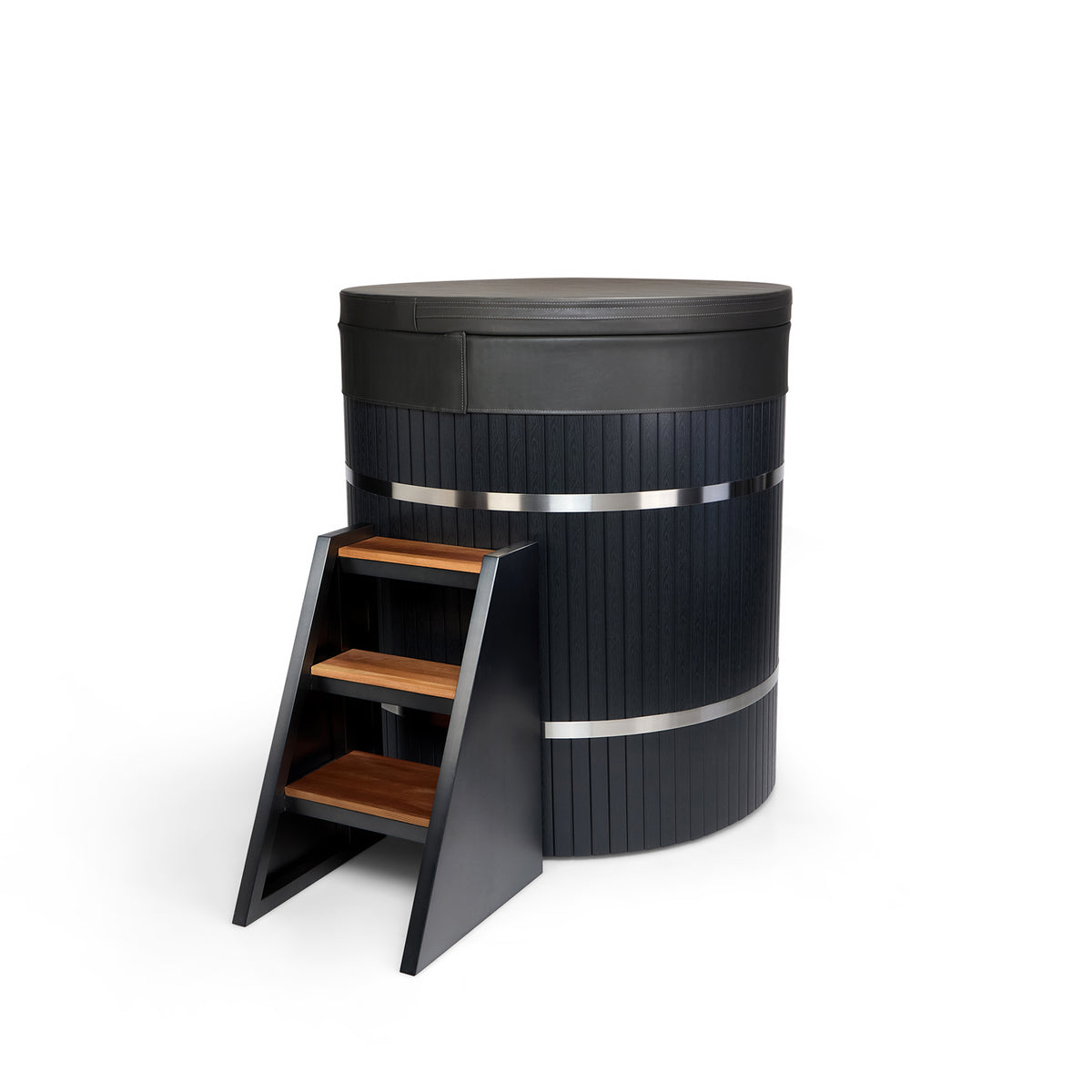 KULA Shogun Grey barrel cold plunge with steps and lid