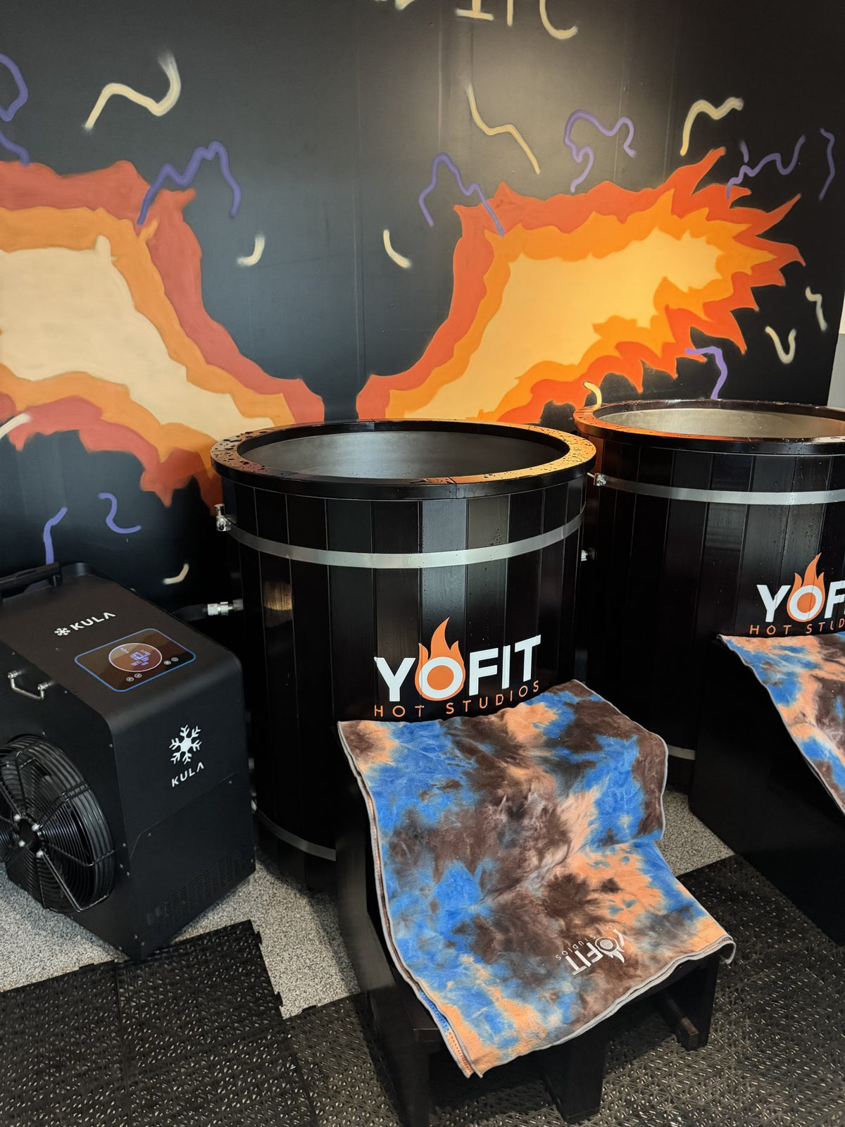 YOFIT branded KULA barrel cold plunge with chiller, Dubai