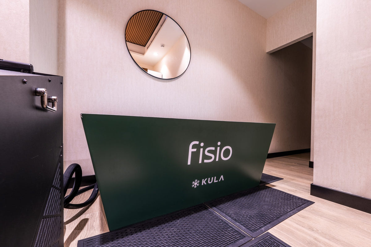 Fisio branded KULA cold plunge in a physiotherapy clinic, Dubai
